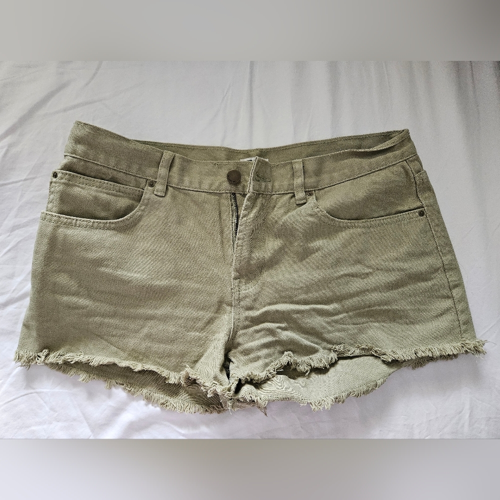 Women's Billabong, Size 30, Green Drift Away Frayed Shorts